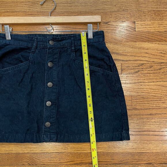 Free People Ray Corduroy Mini Skirt Black Sz 6 100% Cotton High Waist - Picture 9 of 10